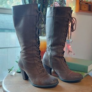 Indigo by Clarks laceup boots high heels 7.5 brown granny